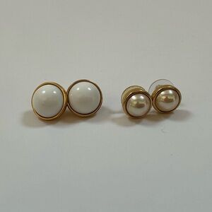 Elegant Monet Gold Resin and Pearl Stud Earrings